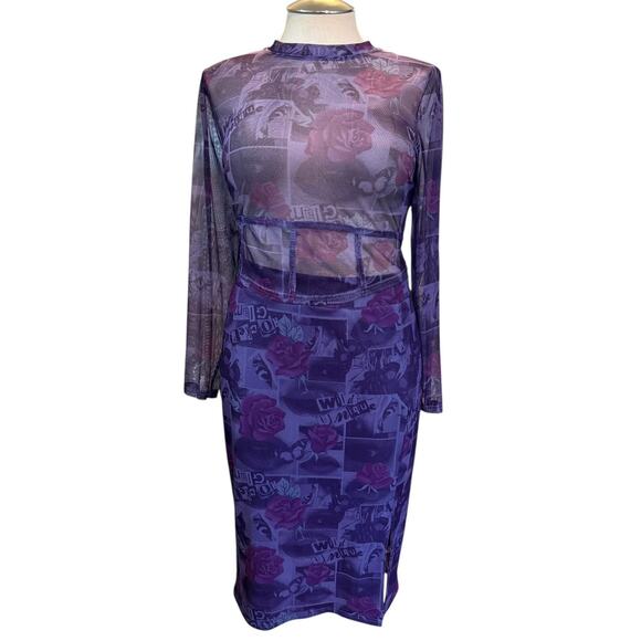 Torrid Betsey Johnson Two Piece Midi Skirt & Mesh Crop‎ Top Set Top 2X Skirt 1X - Picture 2 of 5